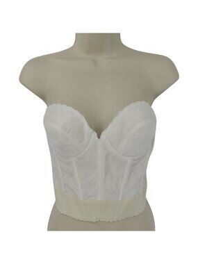 VTG Valmont 36C Style 919 Longline Strapless Ivory Cream Bra Sweetheart Boning